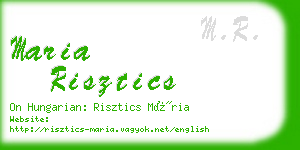 maria risztics business card